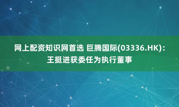 网上配资知识网首选 巨腾国际(03336.HK)：王挺进获委任为执行董事