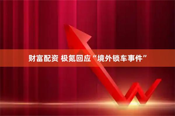 财富配资 极氪回应“境外锁车事件”